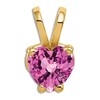 Natural Pink Sapphire Heart Necklace Charm 14K Yellow Gold