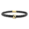 Thumbnail Image 0 of Y-Knot Men's Black Diamond & Woven Black Leather Bracelet 1/20 ct tw Round 14K Yellow Gold 9"