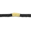 Thumbnail Image 1 of Y-Knot Men's Black Diamond & Woven Black Leather Bracelet 1/20 ct tw Round 14K Yellow Gold 9"