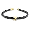 Thumbnail Image 3 of Y-Knot Men's Black Diamond & Woven Black Leather Bracelet 1/20 ct tw Round 14K Yellow Gold 9"