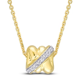 Y-Knot Diamond Slide Necklace 1/10 ct tw Round 14K Yellow Gold 18"