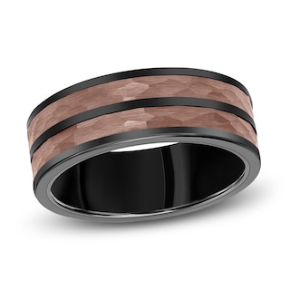 Men's Wedding Band Brown/Black Tungsten Carbide 8.0mm