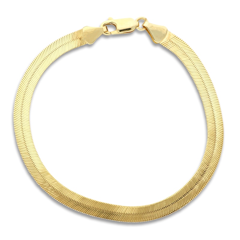 Main Image 1 of Solid Flexible Herringbone Bracelet 10K Yellow Gold 8" 4.77mm