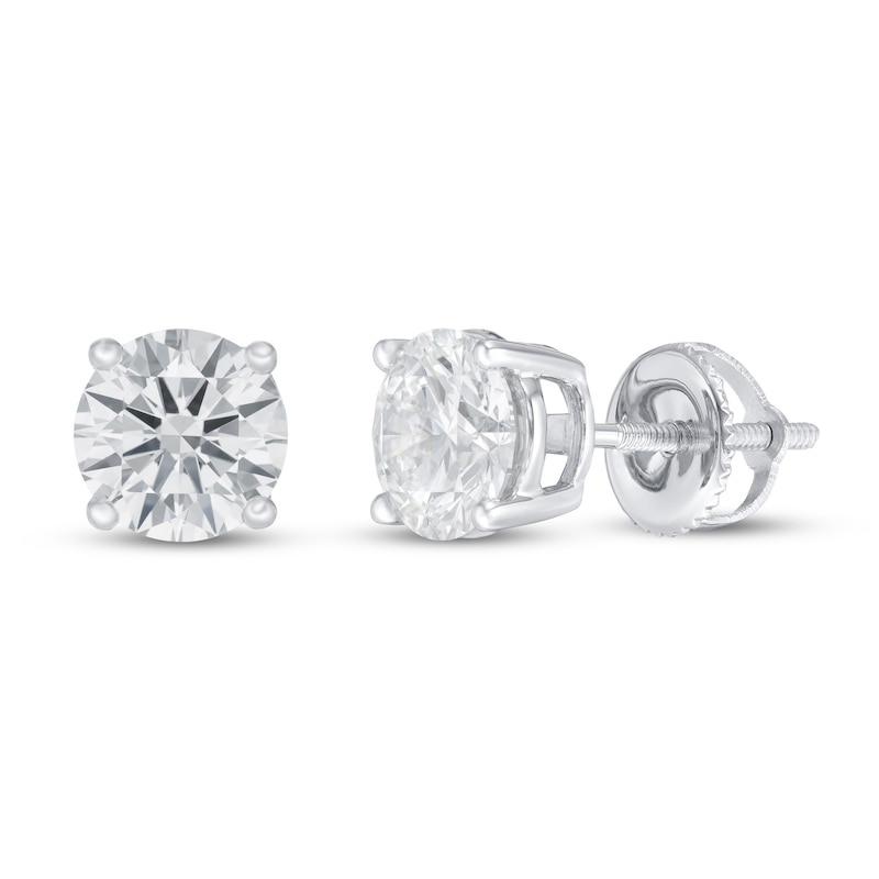 Lab-Created Diamond Solitaire Earrings 1-1/2 ct tw Round 14K White Gold ...