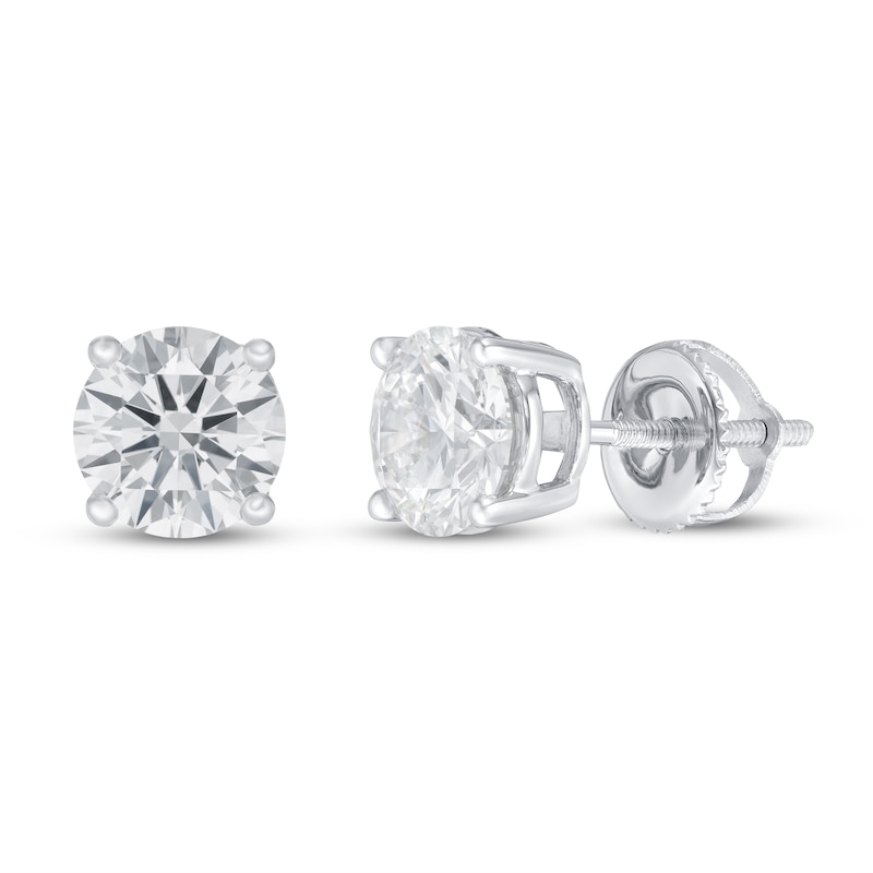 Main Image 1 of Lab-Grown Diamond Solitaire Earrings 1-1/2 ct tw Round 14K White Gold (SI2/F)