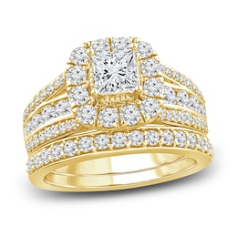 Diamond Bridal Set 2 ct tw Princess/Round 14K Yellow Gold