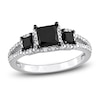 Thumbnail Image 0 of Black & White Diamond 3-Stone Engagement Ring 1-1/2 ct tw Round 14K White Gold