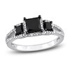 Thumbnail Image 1 of Black & White Diamond 3-Stone Engagement Ring 1-1/2 ct tw Round 14K White Gold