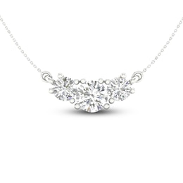 Lab-Grown Diamond 3-Stone Necklace 1-1/2 ct tw Round 14K White Gold