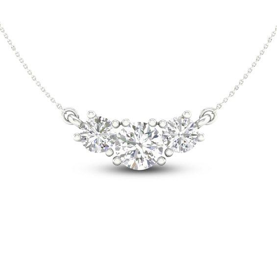 Jared Signature Lab-Grown Diamond 3-Stone Necklace 1-1/2 ct tw Round 14K White Gold