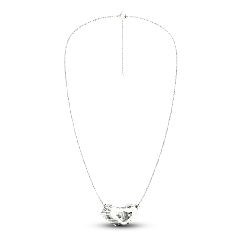 Main Image 2 of Lab-Grown Diamond 3-Stone Necklace 1-1/2 ct tw Round 14K White Gold