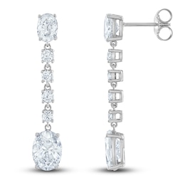 Vera Wang WISH Lab-Created Diamond Dangle Earrings 3 ct tw Oval/Round 14K White Gold