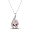 Thumbnail Image 1 of Natural Morganite Necklace 1/8 ct tw Diamonds 10K White Gold 18"