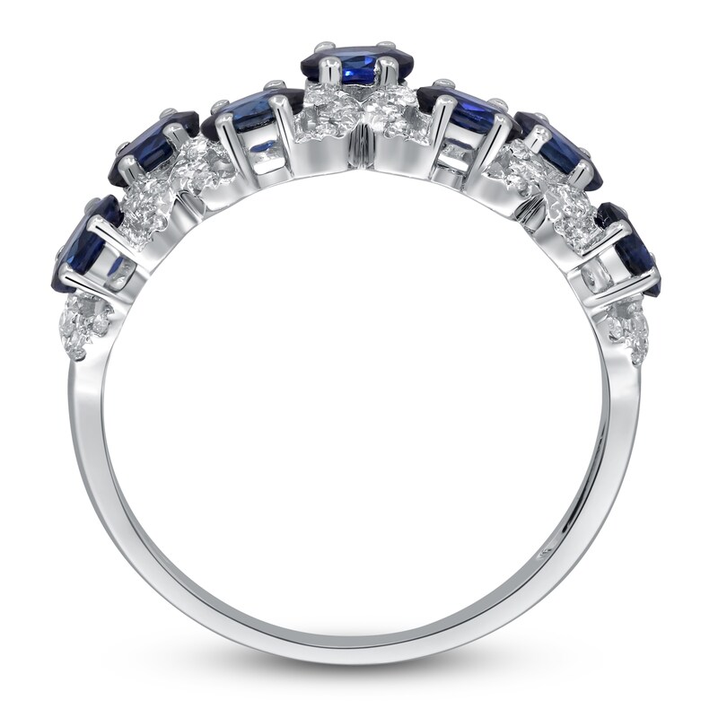 Main Image 3 of Natural Blue Sapphire Ring 3/8 ct tw Diamonds 14K White Gold
