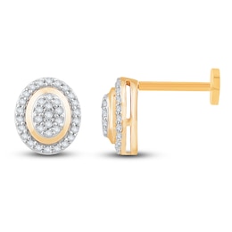 Diamond Flat Back Stud Earrings 1/5 ct tw Round 14K Yellow Gold