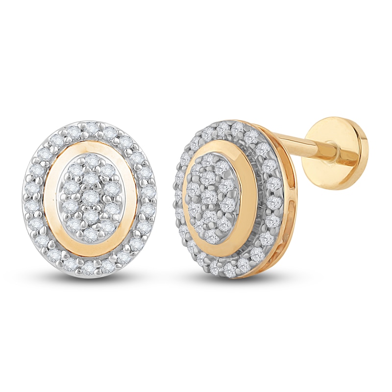 Main Image 2 of Diamond Flat Back Stud Earrings 1/5 ct tw Round 14K Yellow Gold