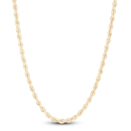 Solid Silk Rope Chain Necklace 14K Yellow Gold 24" 3.7mm