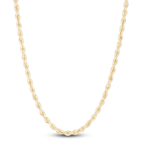 Solid Silk Rope Chain Necklace 14K Yellow Gold 24" 3.7mm