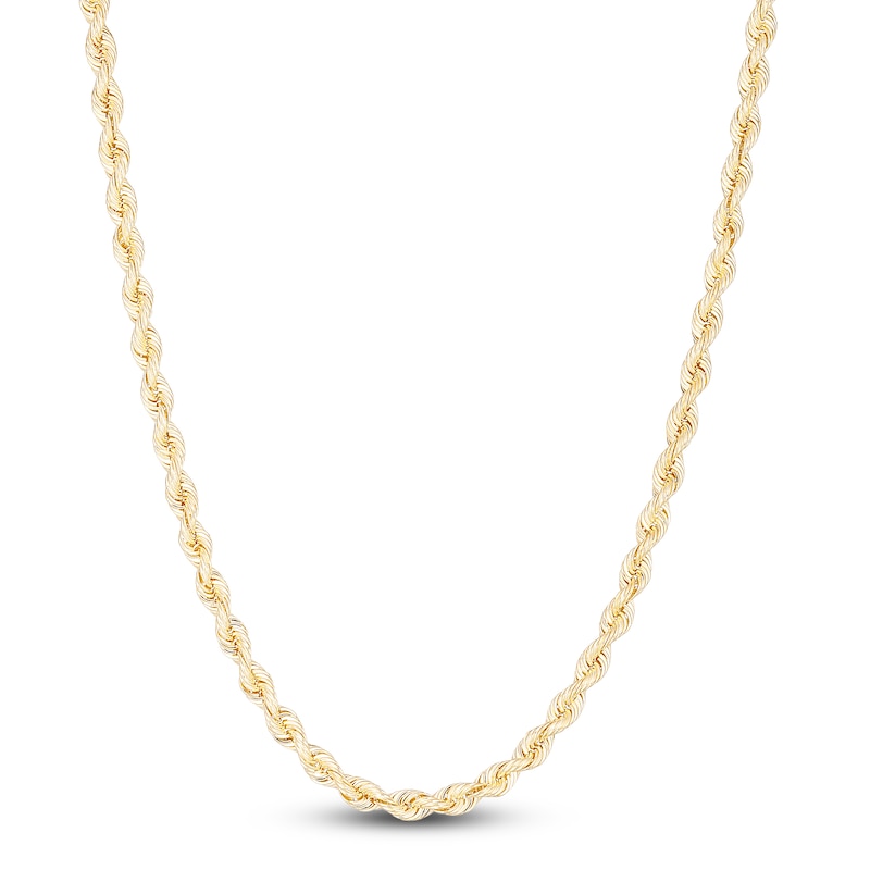 Main Image 1 of Solid Silk Rope Chain Necklace 14K Yellow Gold 24" 3.7mm