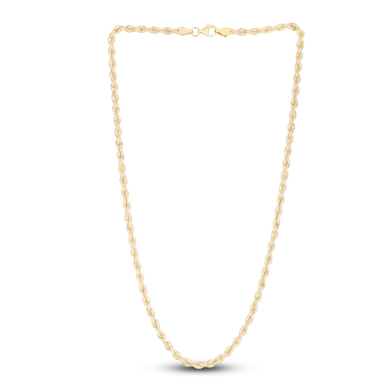 Main Image 2 of Solid Silk Rope Chain Necklace 14K Yellow Gold 24" 3.7mm