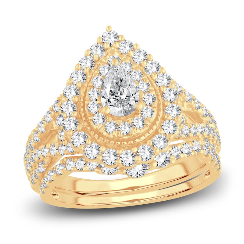Main Image 1 of Diamond Bridal Set 1-3/4 ct tw Pear/Round 14K Yellow Gold