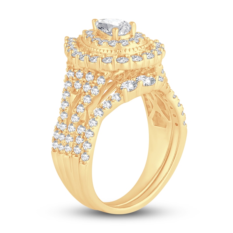 Main Image 2 of Diamond Bridal Set 1-3/4 ct tw Pear/Round 14K Yellow Gold