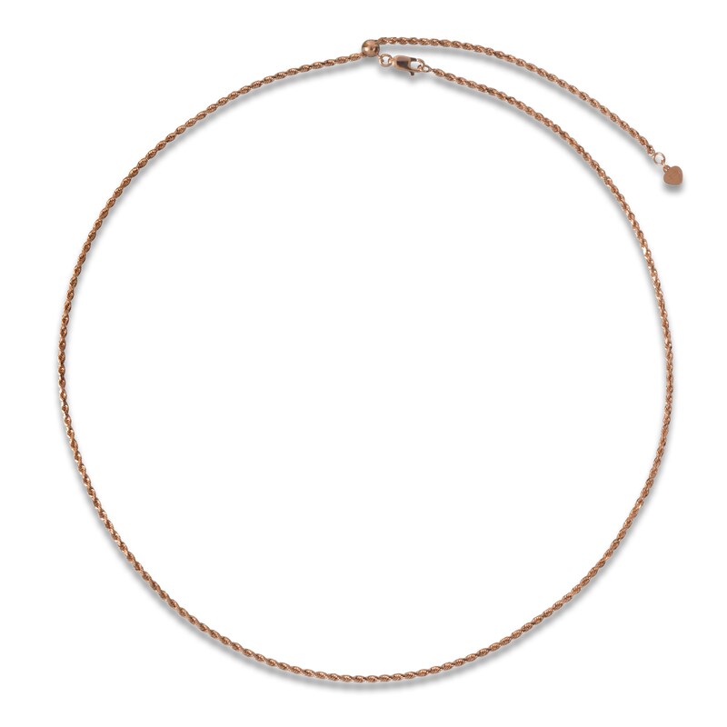 Main Image 1 of Semi-Solid Diamond-Cut Rope Chain Necklace 14K Rose Gold 24" 2mm