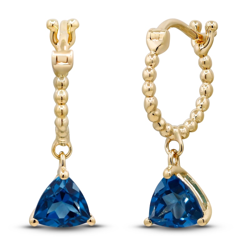 Main Image 2 of Natural London Blue Topaz Earrings 14K Yellow Gold