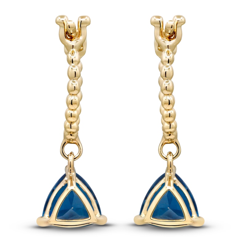 Natural London Blue Topaz Earrings 14K Yellow Gold