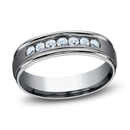 Men's Diamond Wedding Band 3/8 ct tw Round Tantalum 6.0mm