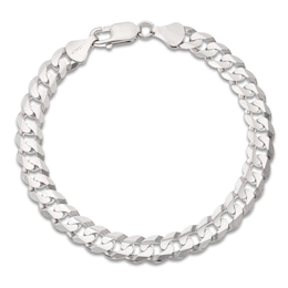 Solid Curb Bracelet 10K White Gold 8.5"
