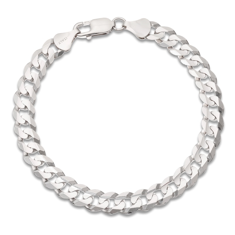 Main Image 1 of Solid Curb Bracelet 10K White Gold 8.5"
