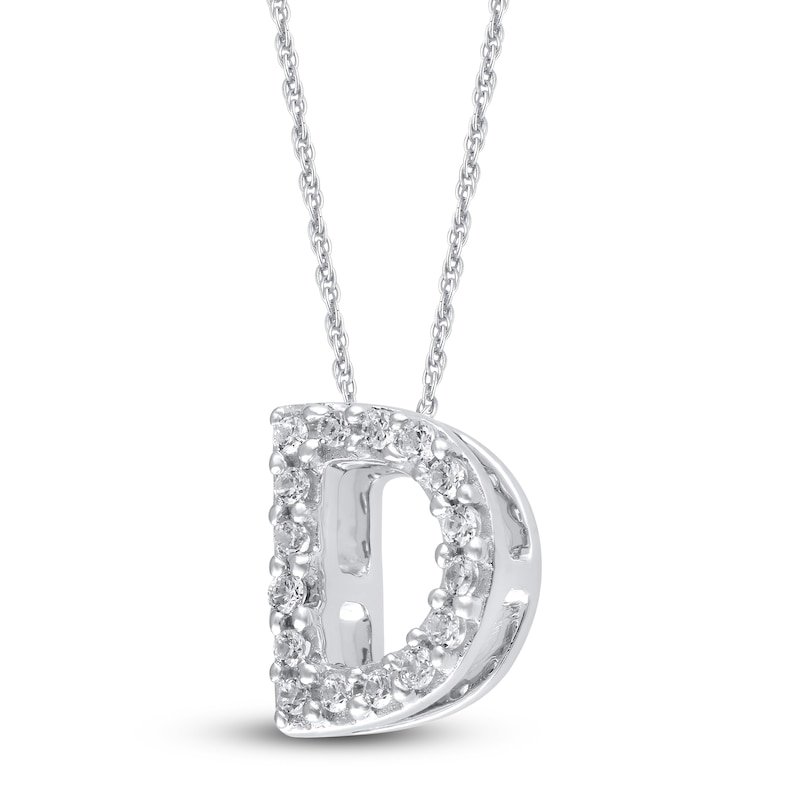 Main Image 2 of Diamond Letter D Necklace 1/20 ct tw Round 14K White Gold 18"