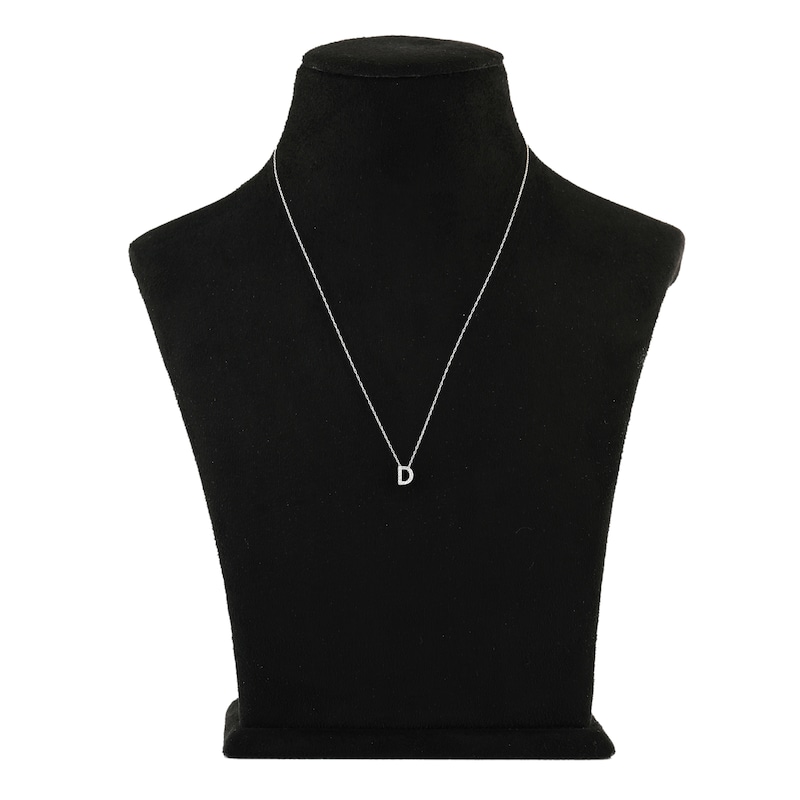 Main Image 3 of Diamond Letter D Necklace 1/20 ct tw Round 14K White Gold 18"