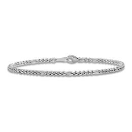 Solid Figaro Chain Bracelet Platinum 7.5" 2.5mm