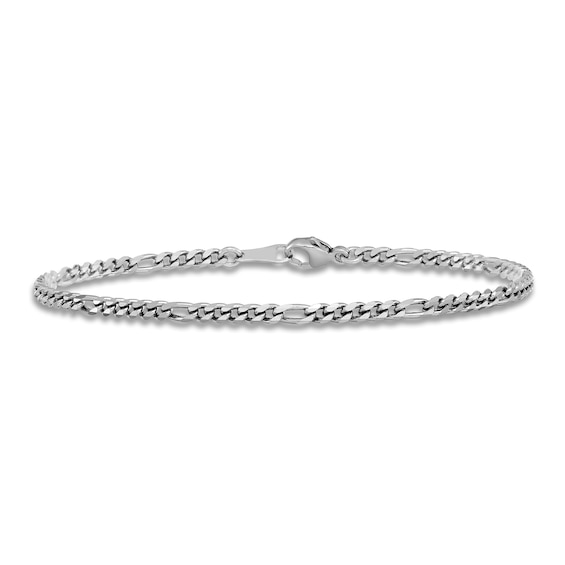 Solid Figaro Chain Bracelet Platinum 7.5" 2.5mm