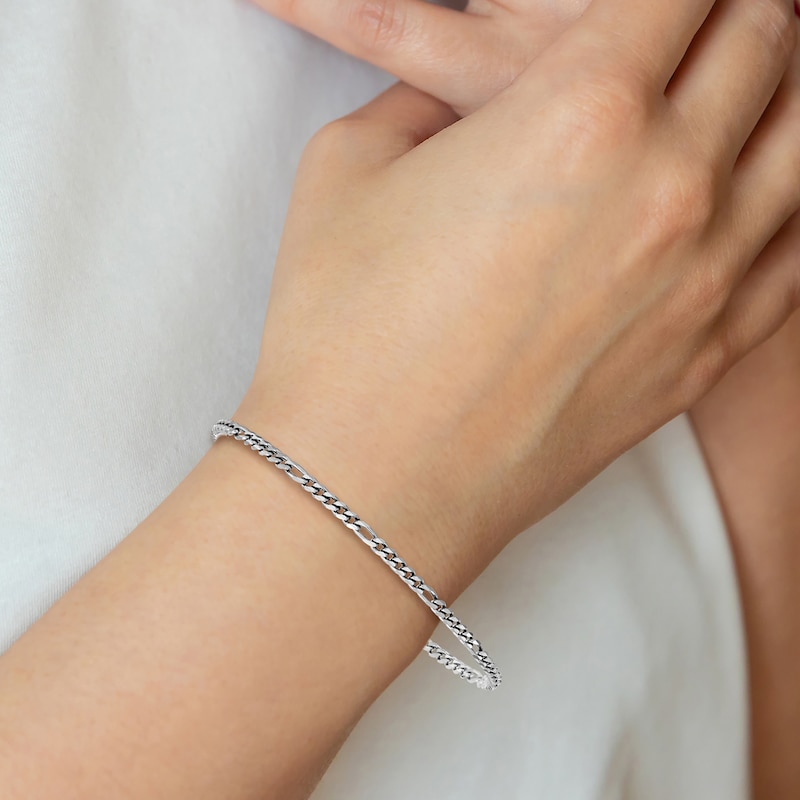 Main Image 4 of Solid Figaro Chain Bracelet Platinum 7.5" 2.5mm