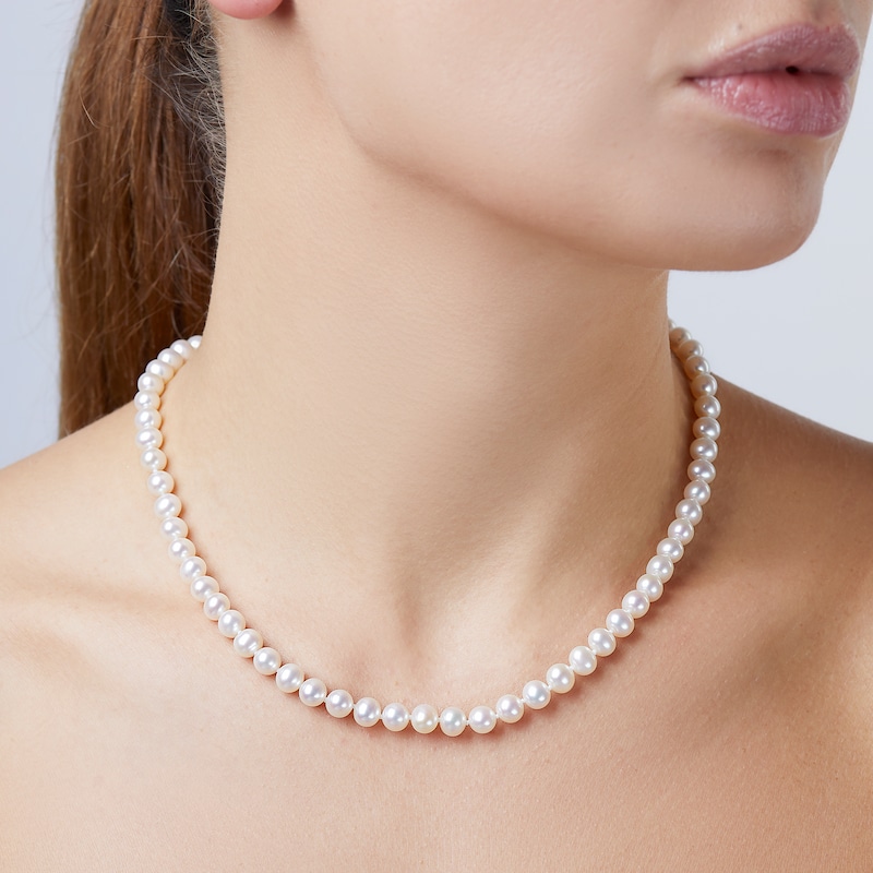 Main Image 4 of Yoko London White Freshwater Cultured Pearl Necklace 18K Yellow Gold 18"