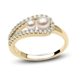 Yoko London Cultured Akoya Pearl Ring 1/4 ct tw Diamonds 18K Yellow Gold