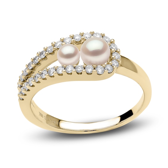 Yoko London Akoya Cultured Pearl Ring 1/4 ct tw Diamonds 18K Yellow Gold