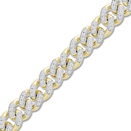 Men's Diamond Curb Bracelet 1 ct tw Round 10K Yellow Gold 8.5"