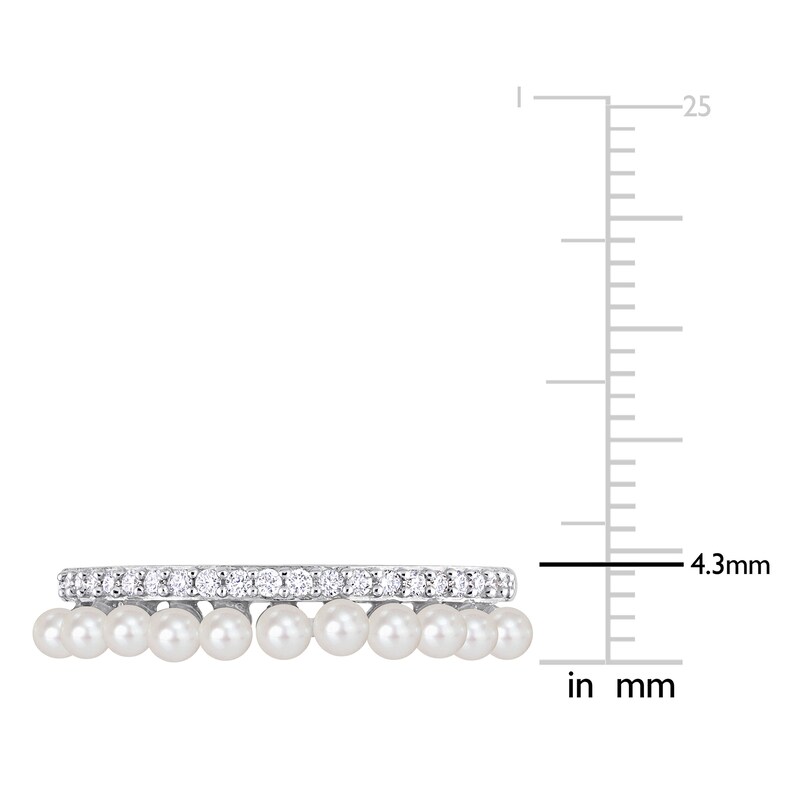 Main Image 4 of Freshwater Cultured Pearl Seed Ring 1/6 ct tw Round 14K White Gold