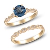 Thumbnail Image 2 of Natural London Blue Topaz & Diamond Milgrain Bridal Set 1/5 ct tw 14K Yellow Gold