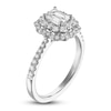 Thumbnail Image 2 of Emerald & Round-Cut Diamond Double Halo Engagement Ring 1 ct tw 14K White Gold
