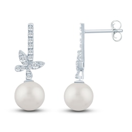 Pnina Tornai Freshwater Cultured Pearl & Diamond Butterfly Earrings 1/3 ct tw 14K White Gold