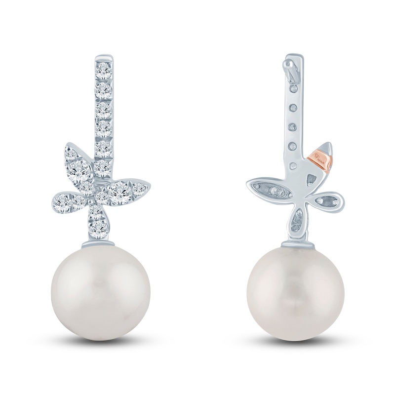 Pnina Tornai Freshwater Cultured Pearl & Diamond Butterfly Earrings 1/3 ct tw 14K White Gold