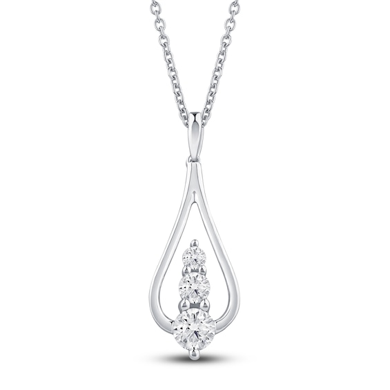 Jared Signature Diamond 3-Stone Pendant Necklace 1/3 ct tw 10K White Gold
