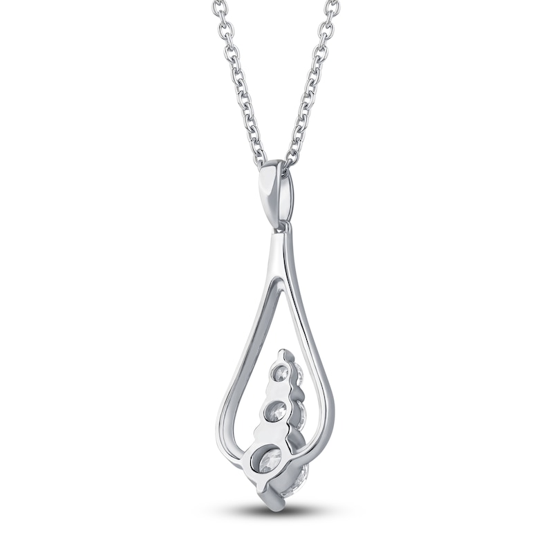 Main Image 2 of Diamond 3-Stone Pendant Necklace 1/3 ct tw 10K White Gold