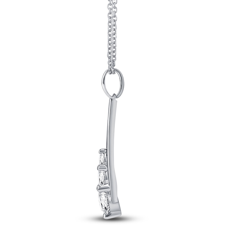 Main Image 3 of Diamond 3-Stone Pendant Necklace 1/3 ct tw 10K White Gold