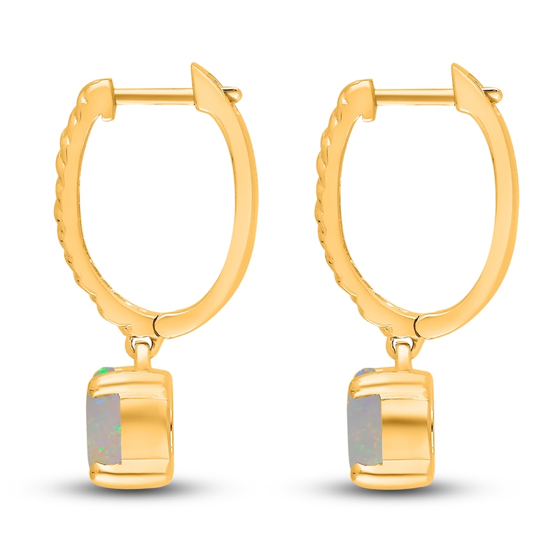 Main Image 3 of Kallati Natural Opal Hoop Earrings 14K Yellow Gold